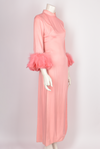 60S PINK MAXI DRESS WITH FEATHERS