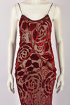 VOYAGE RED DEVORE SHEER DRESS M
