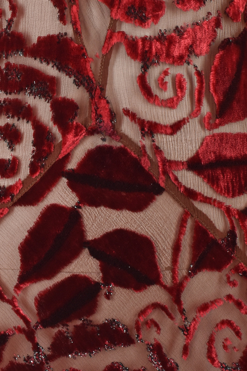 VOYAGE RED DEVORE SHEER DRESS M