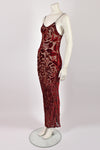 VOYAGE RED DEVORE SHEER DRESS M