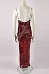 VOYAGE RED DEVORE SHEER DRESS M