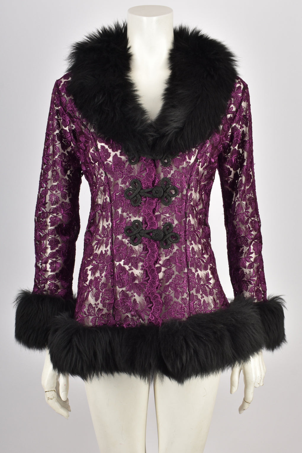 CATWALK COLLECTION PURPLE LACE FUR JACKET M