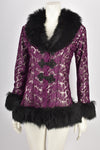 CATWALK COLLECTION PURPLE LACE FUR JACKET M