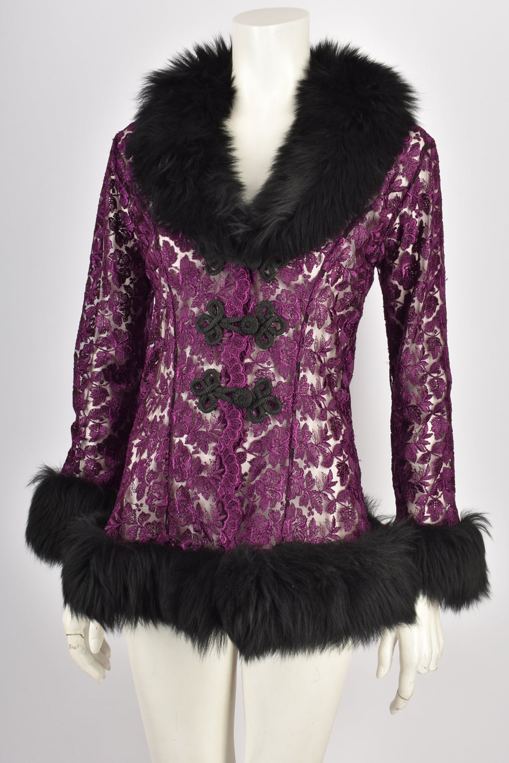 CATWALK COLLECTION PURPLE LACE FUR JACKET M