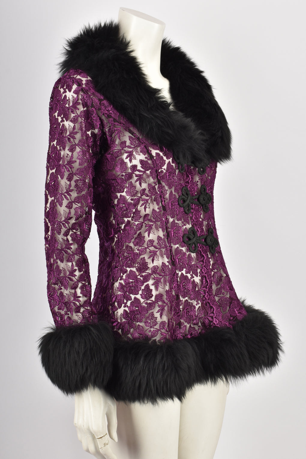 CATWALK COLLECTION PURPLE LACE FUR JACKET M