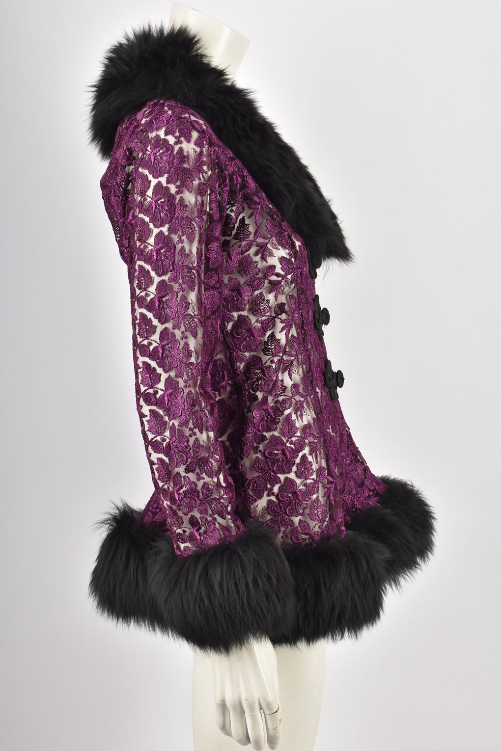 CATWALK COLLECTION PURPLE LACE FUR JACKET M