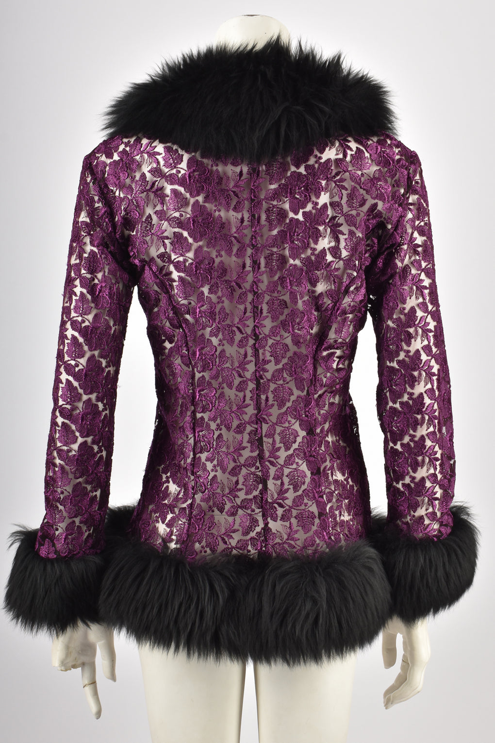 CATWALK COLLECTION PURPLE LACE FUR JACKET M