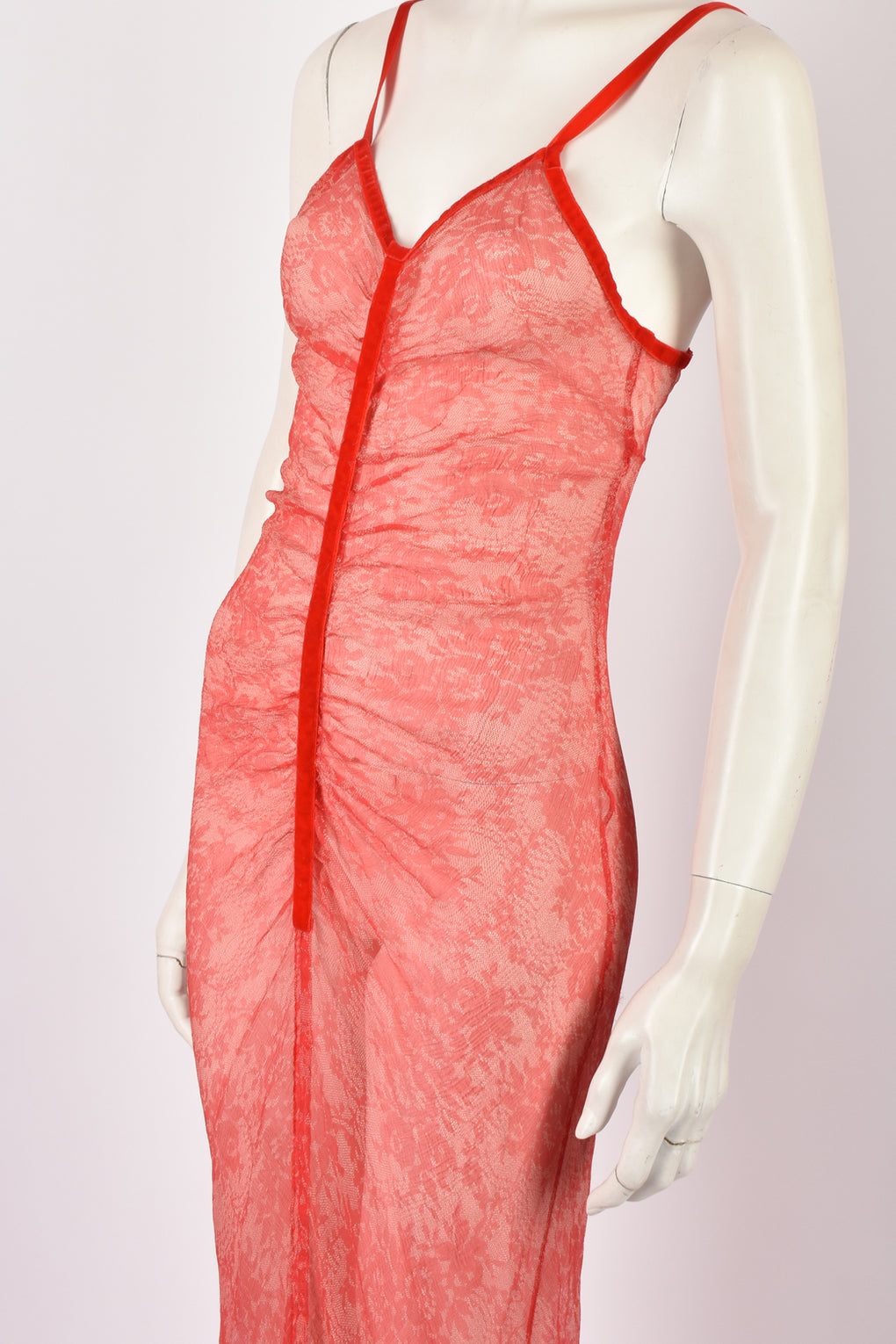 VOYAGE LACE PRINT SHEER DRESS S-M