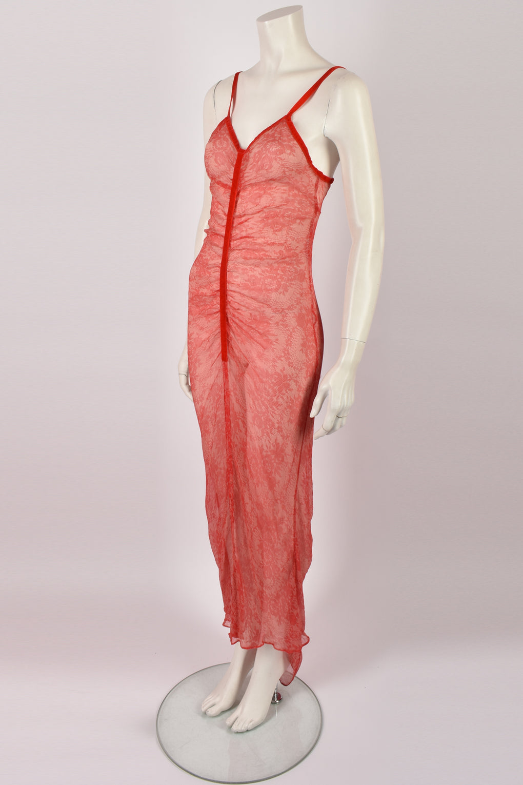 VOYAGE LACE PRINT SHEER DRESS S-M