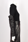 CLAUDE MONTANA LEATHER SLEEVE RIBBED SWEATER