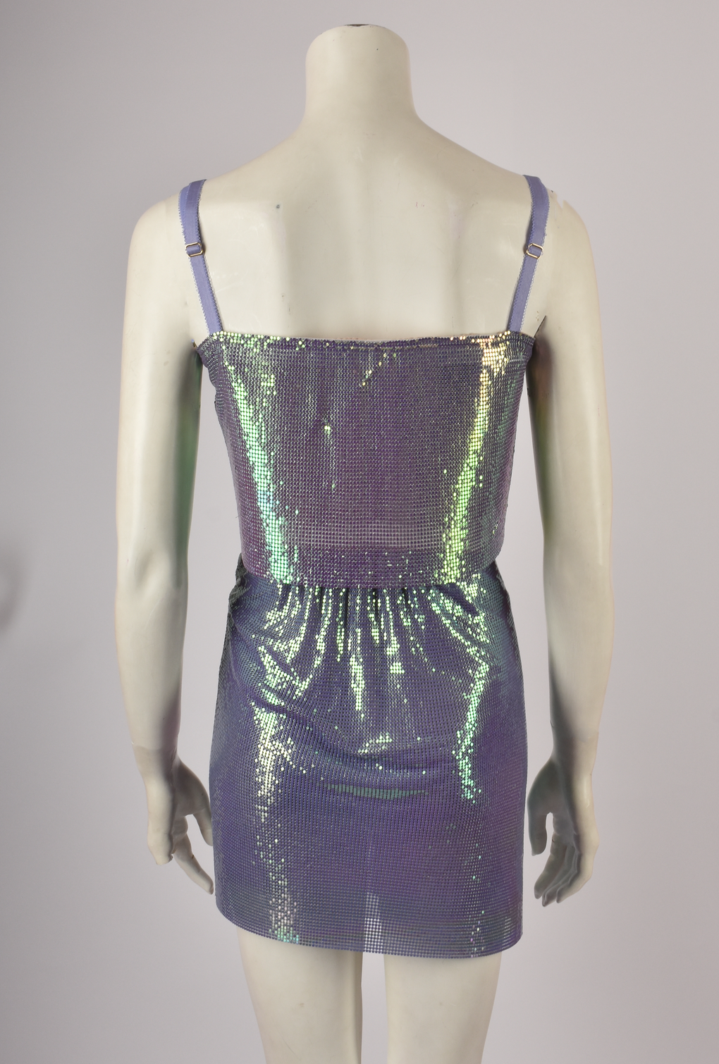 IRRIDESCENT PURPLE CHAINMAIL SKIRT AND TOP SET