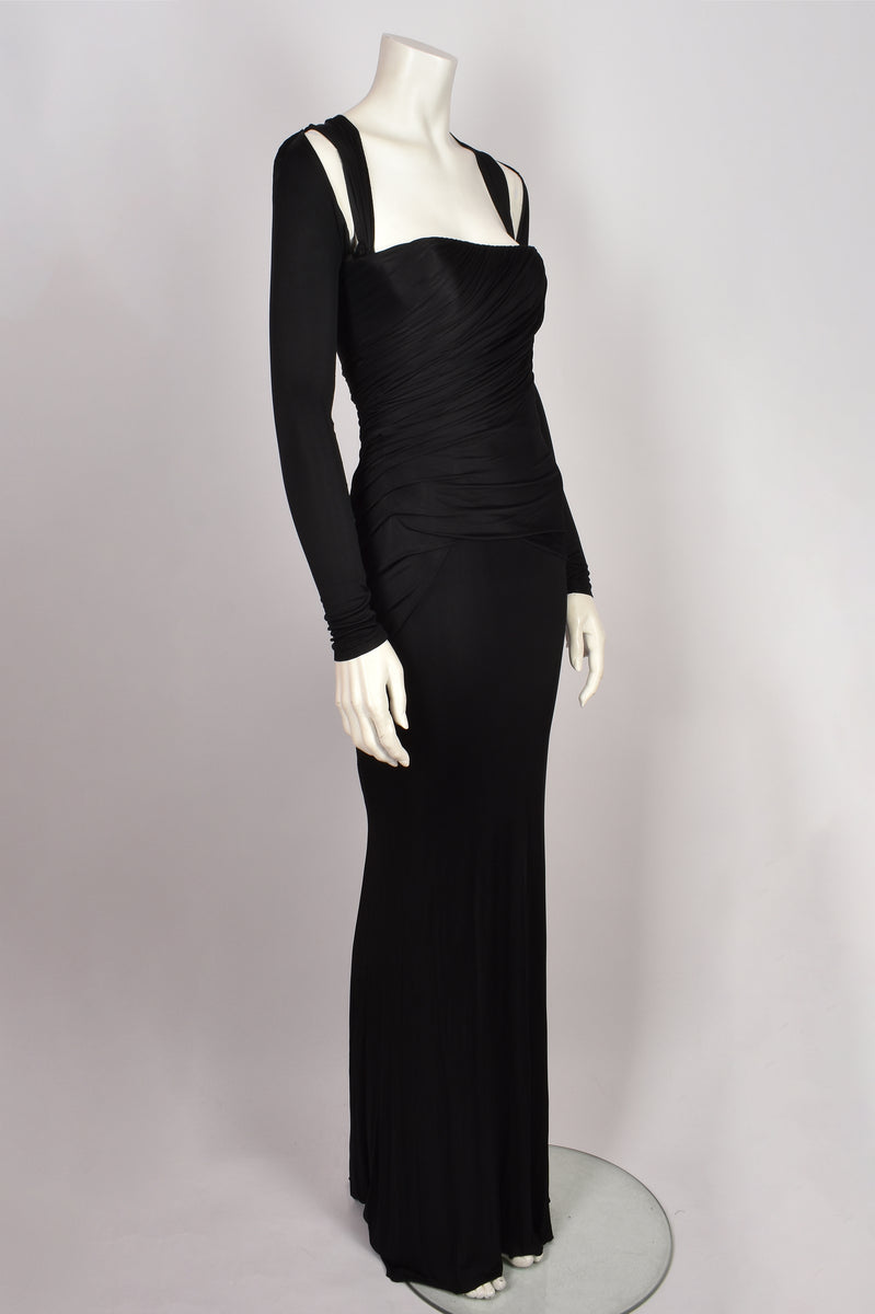 VERSACE LONG SLEEVE BLACK GOWN – Found And Vision