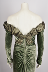 BELLEVILLE SASSOON GREEN VELVELT OFF THE SHOULDER GOWN