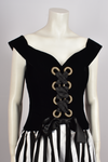 BELLEVILLE SASSOON VELVET AND STRIPED CORSET MINI DRESS