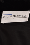 BRUCE OLDFIELD BLACK PRINTED VELVET MIDI DRESS
