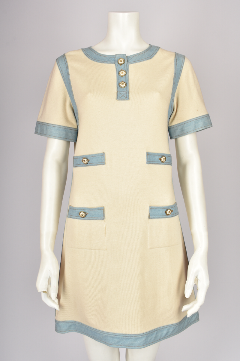 CHANEL S/S 2007 DENIM AND CREAM MINI DRESS – Found And Vision