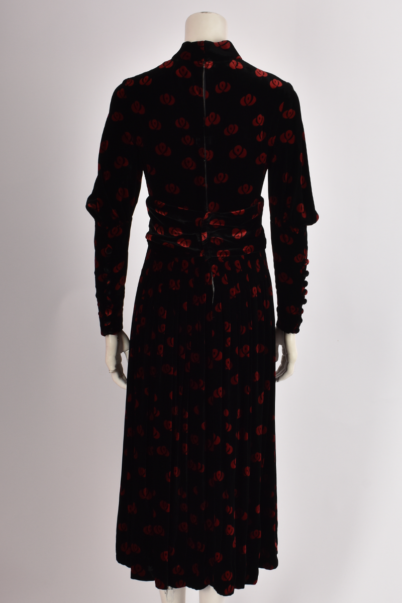 Christian Dior Printed Red And Black Velvet Dress – Found And Vision