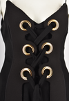 ELLERY BLACK MAXI DRESS WITH LACE UP CORSET FRONT DETAIL