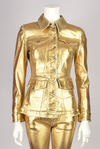 GOLD WAXED DENIM JACKET AND TROUSERS SET