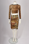 DOLCE & GABBANA SILK ZEBRA AND LEOPARD MIDI SKIRT