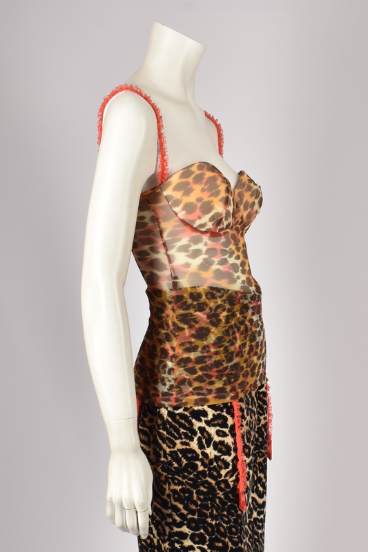 LEOPARD CORSET WITH ORANGE TRIMS