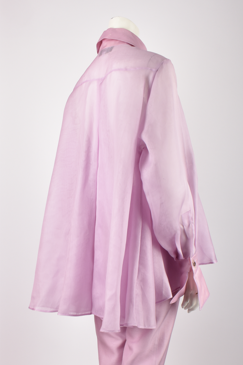CLAUDE MONTANA RUNWAY S/S 1992 LILAC ORGANZA SHIRT