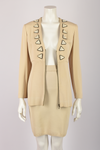OZBEK CREAM SKIRT SUIT WITH TRIANGLE ATTACHMENTS
