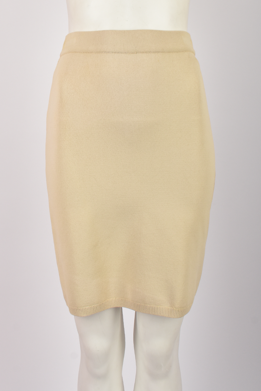 OZBEK CREAM SKIRT SUIT WITH TRIANGLE ATTACHMENTS