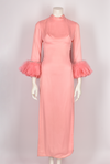 60S PINK MAXI DRESS WITH FEATHERS