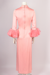 60S PINK MAXI DRESS WITH FEATHERS