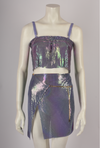 IRRIDESCENT PURPLE CHAINMAIL SKIRT AND TOP SET