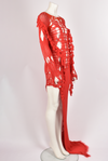 PAUL AARON RED OPEN KNIT ASYMMETRIC MAXI DRESS