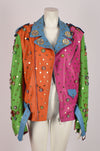 MOSCHINO BY JEREMY SCOTT S/S 2017 MULTICOLOURED LEATHER EMBELLISHED BOXING JACKET