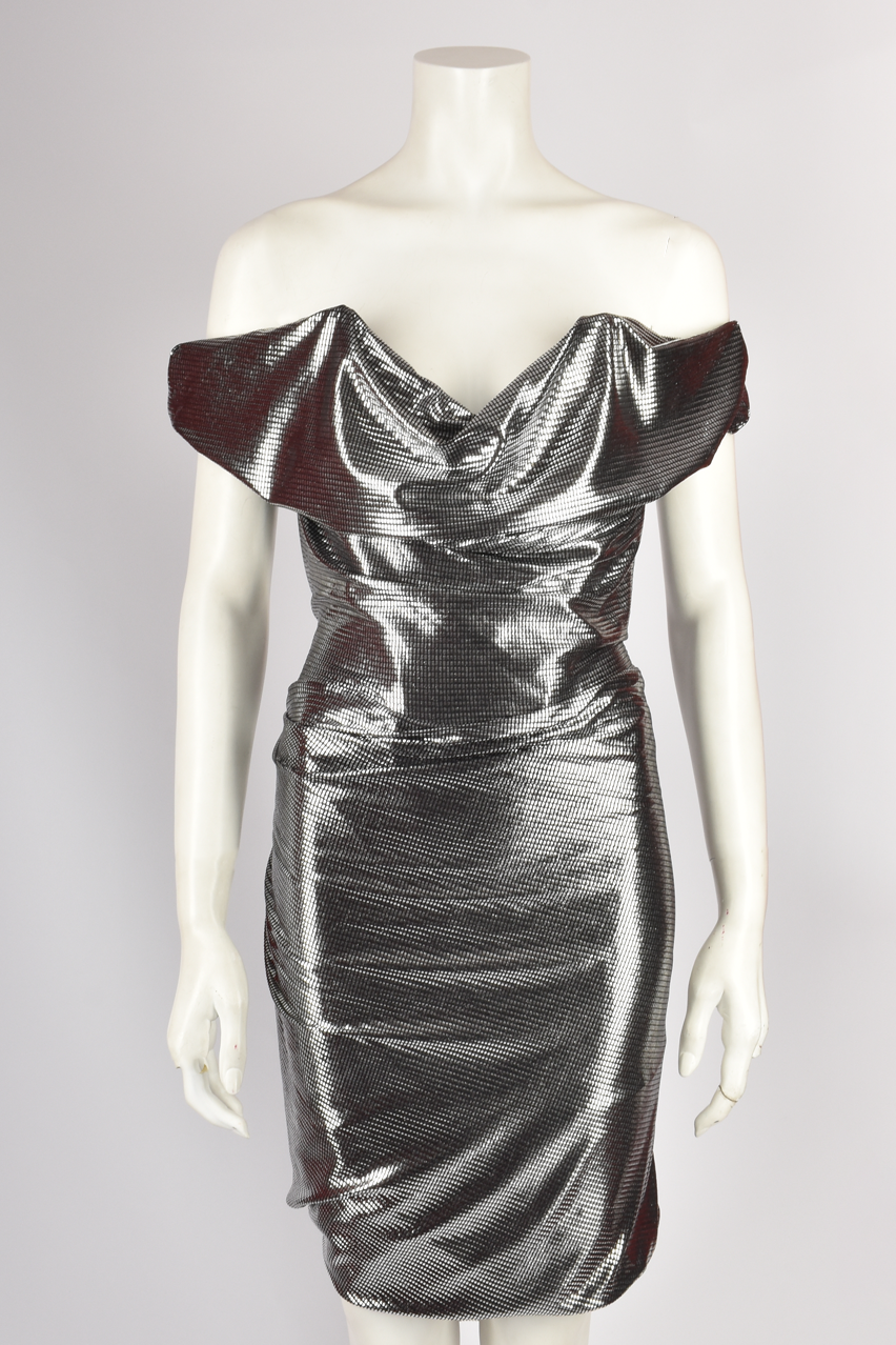 VIVIENNE WESTWOOD S/S 2012 SILVER MINI DRAPED DRESS