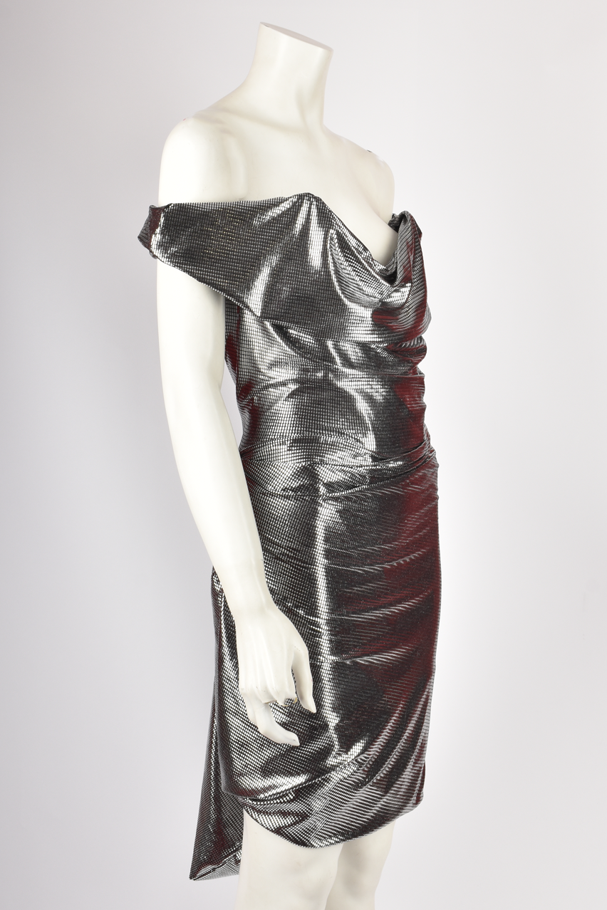 VIVIENNE WESTWOOD S/S 2012 SILVER MINI DRAPED DRESS