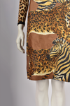 DOLCE & GABBANA SILK ZEBRA AND LEOPARD MIDI SKIRT