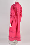 VINTAGE 70s bright pink Mexican dress L