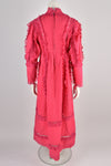 VINTAGE 70s bright pink Mexican dress L