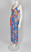 LEONARD 70's silk strappy floral print dress