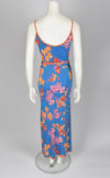 LEONARD 70's silk strappy floral print dress
