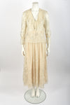 CAROLINE CHARLES lace blouse and skirt set / S-M