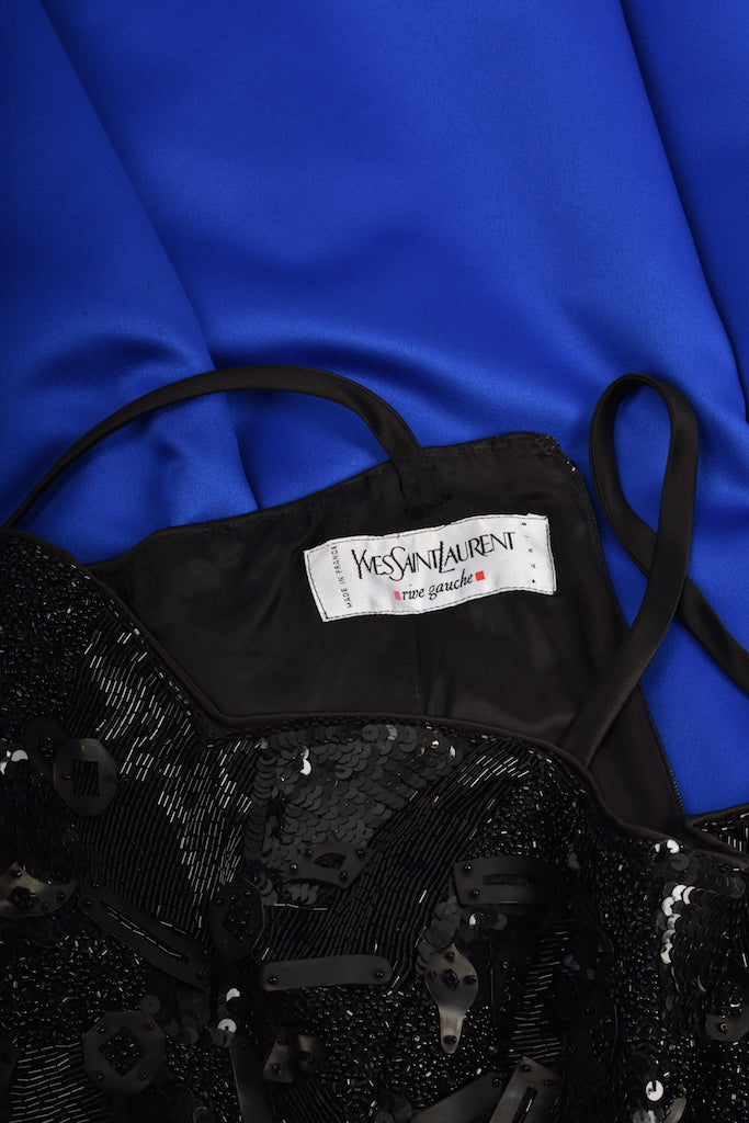 YVES SAINT LAURENT beaded blue dress