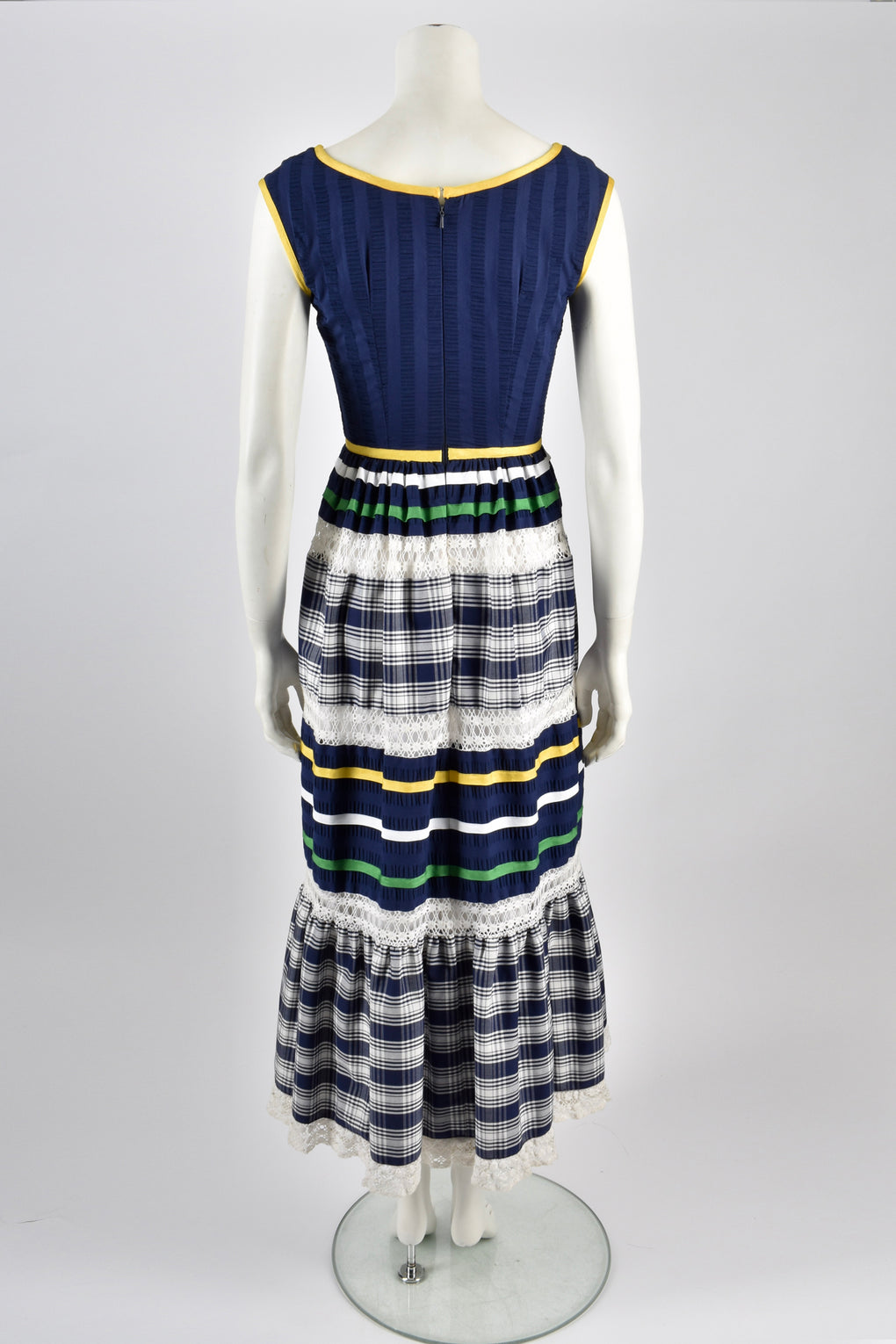 LOUIS FERAUD 60s summer check dress / S-M