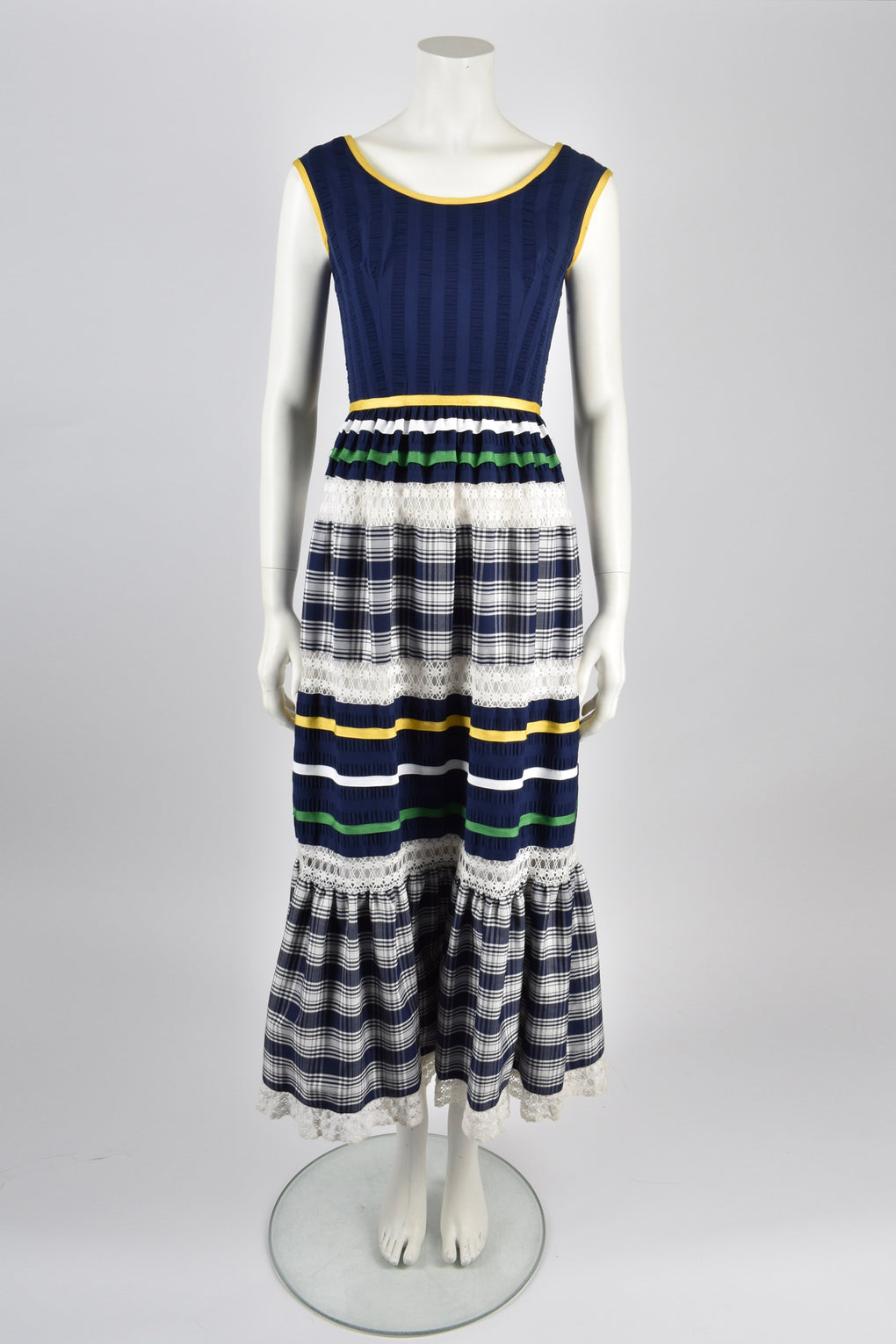LOUIS FERAUD 60s summer check dress / S-M