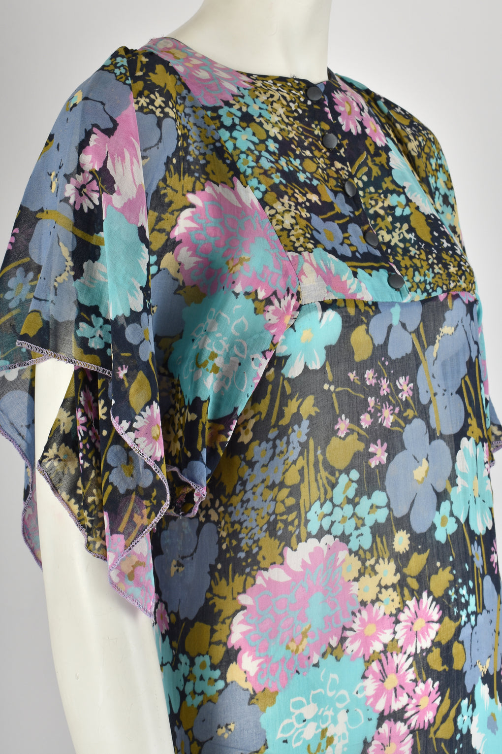 DAVID SILVERMAN 70s floral print dress S