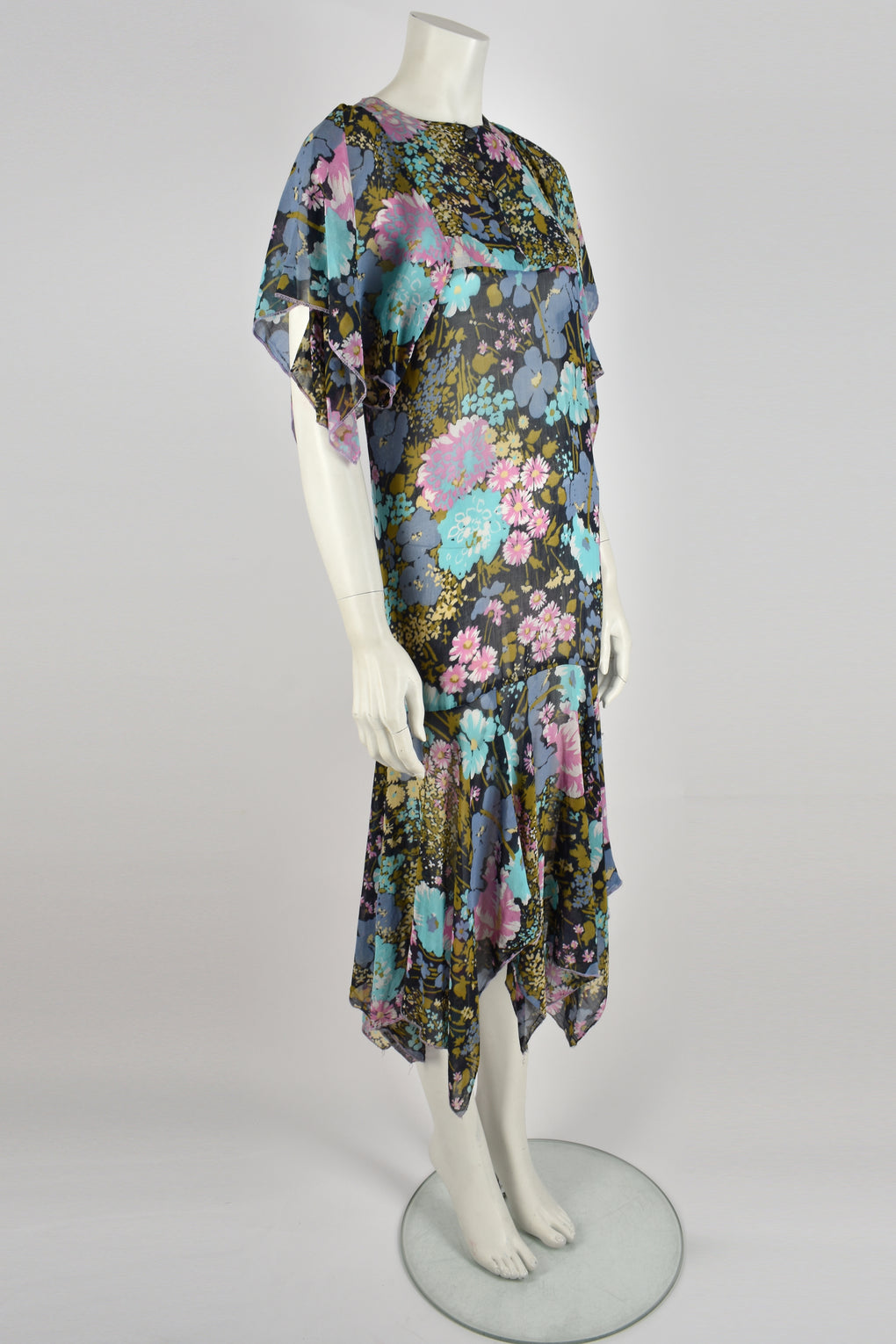 DAVID SILVERMAN 70s floral print dress S