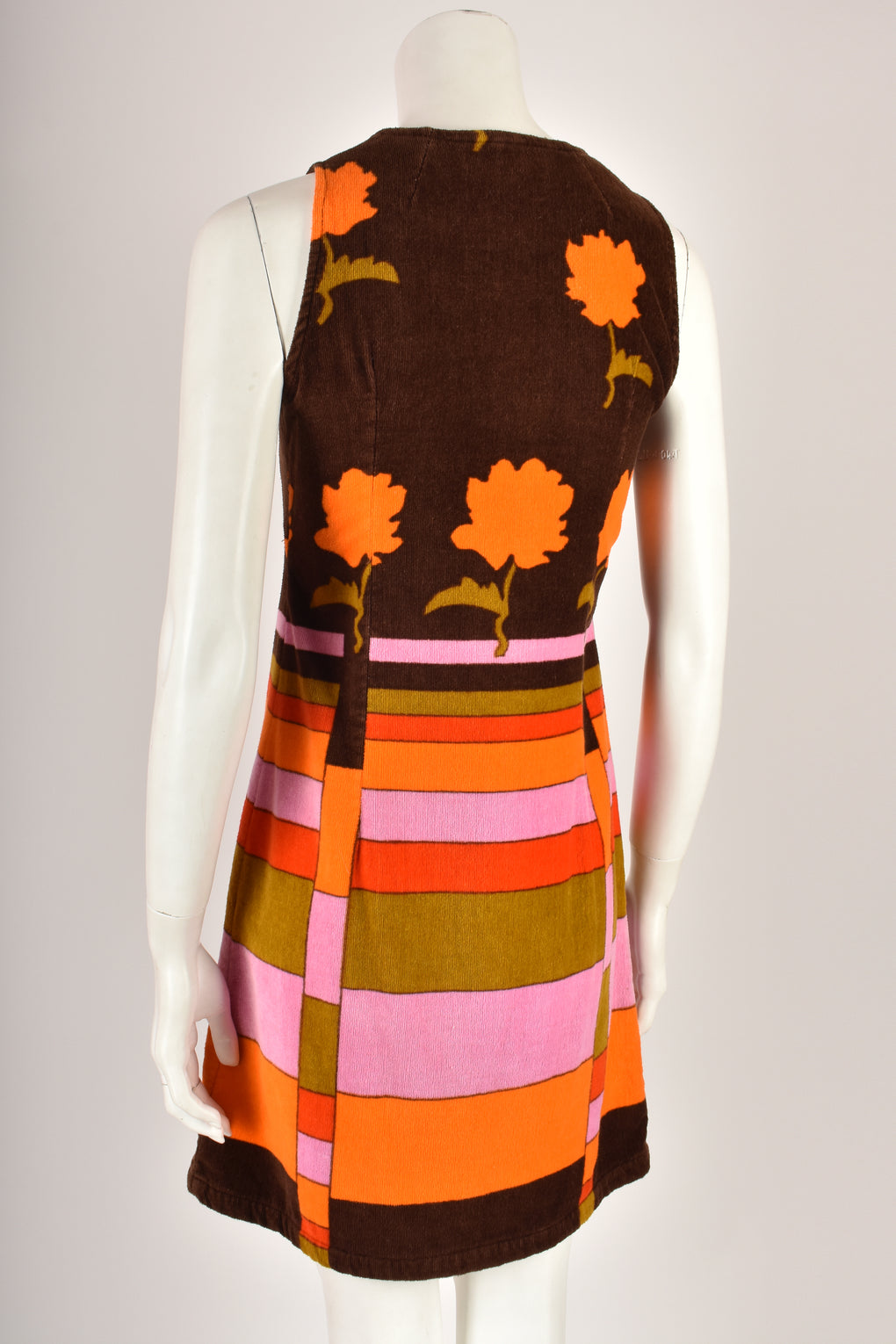 MOVE 1960s towelling geometric print dress XS