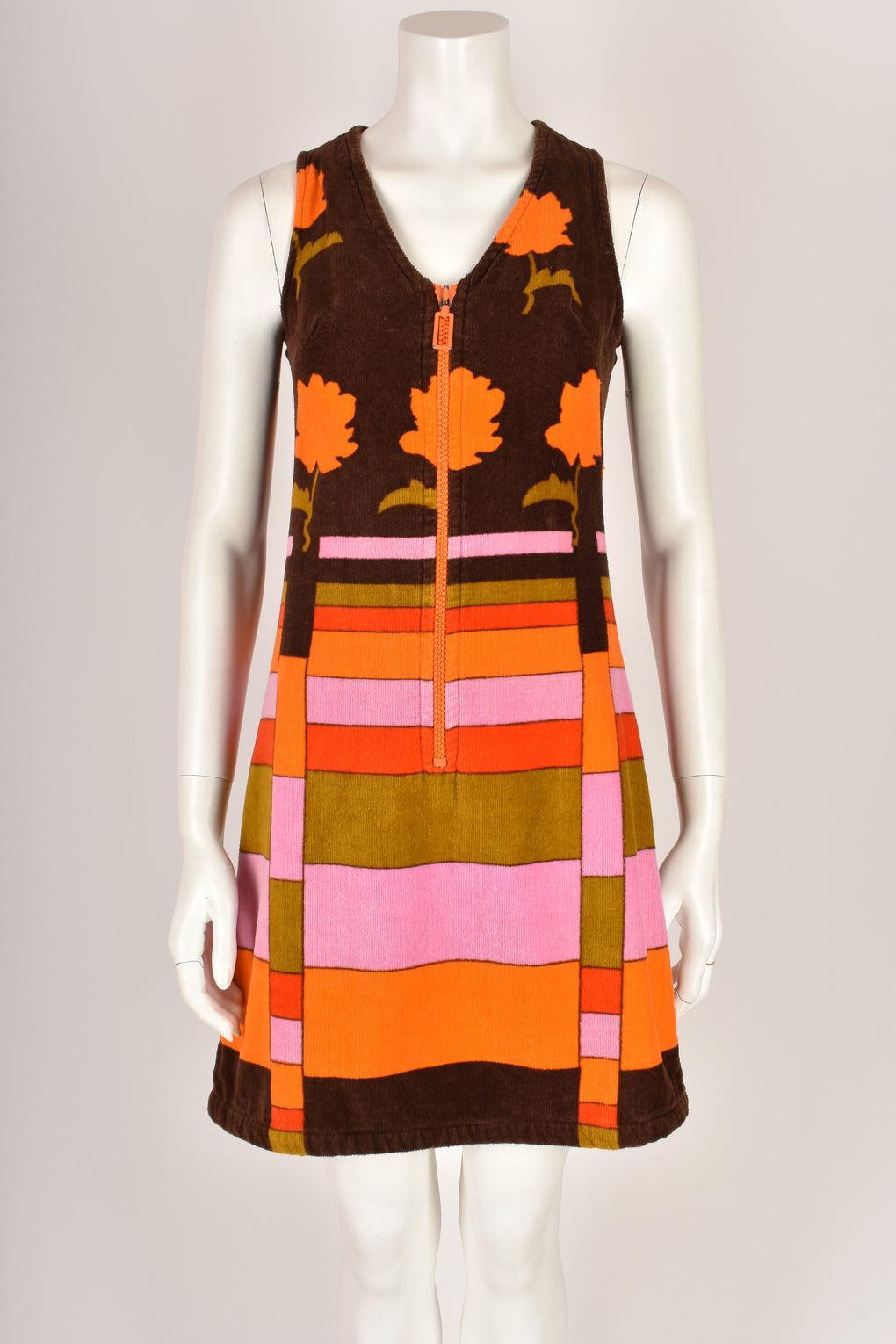 MOVE 1960s towelling geometric print dress XS