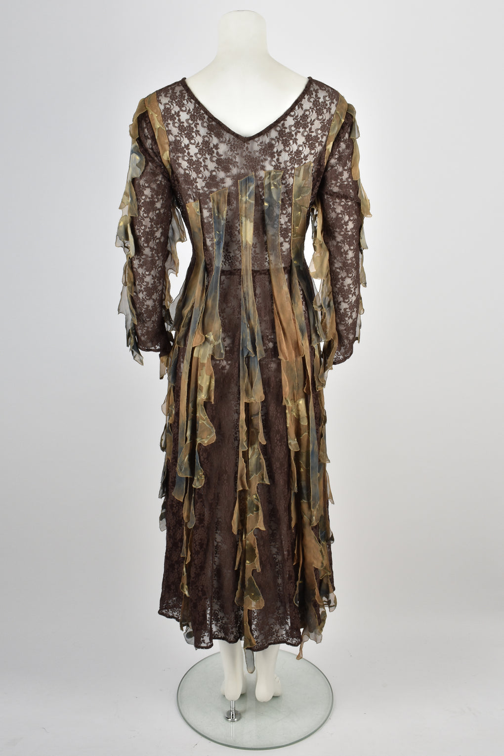 VINTAGE 1990s camouflage lace chiffon dress L-XL