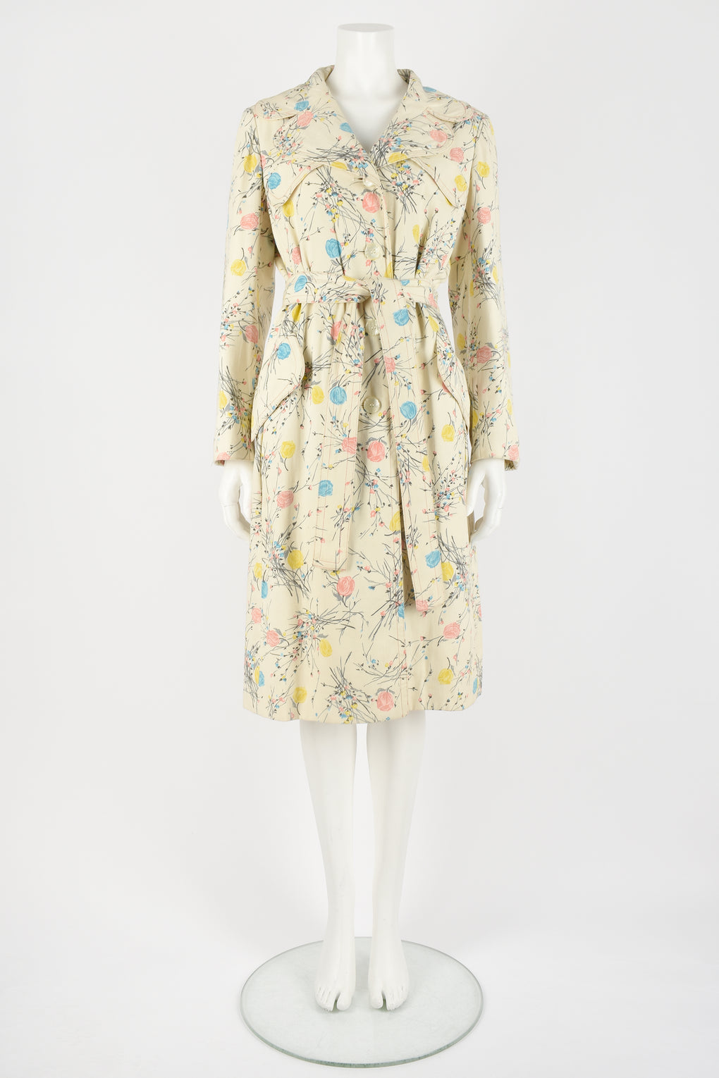 DONALD BROOKS 60s floral raincoat L